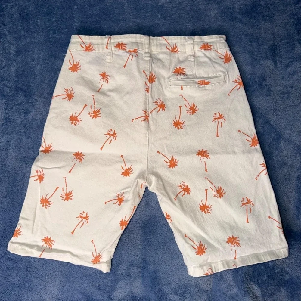 Cifun Blue white shorts with orange palm tree print